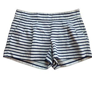 J. Crew Sz 6 Shorts Linen‎ Blend Mid Rise Pleated Nautical Stripe Women's Sailor
